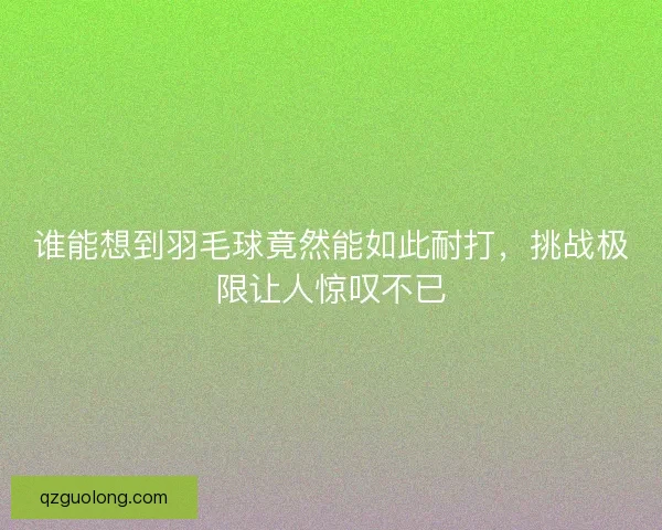 谁能想到羽毛球竟然能如此耐打，挑战极限让人惊叹不已