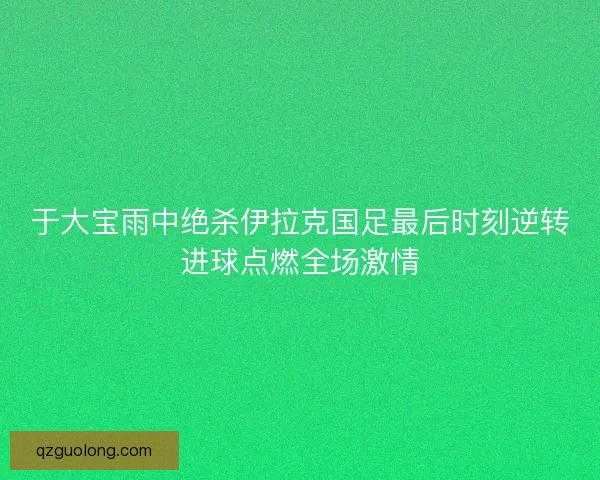 于大宝雨中绝杀伊拉克国足最后时刻逆转进球点燃全场激情